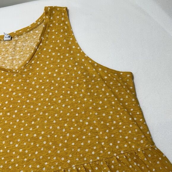 Old Navy Women's Plus Size 3X Yellow White Polka Dot V-Neck Linen Blend Tank Top - Picture 5 of 12